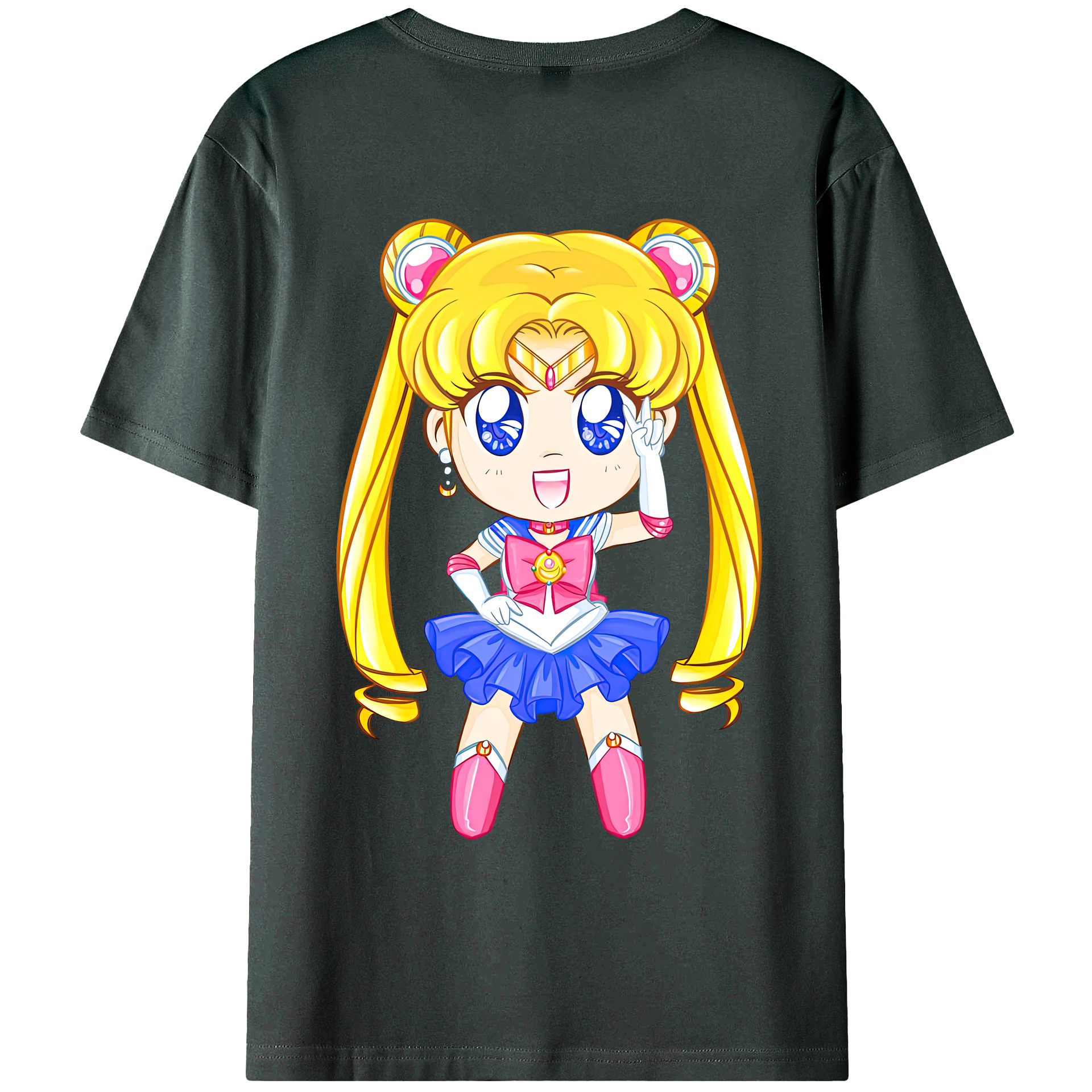 （画像用） 美少女戦士セーラームーン 月野 うさぎ つきの うさぎ Sailor Moon Tsukino Usagi 綿100％ メンズ半袖Tシャツ（バックプリント） 通気性
